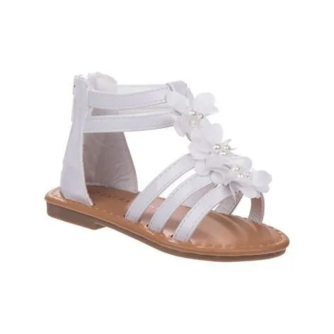 Girls White Flower Gladiator Sandal